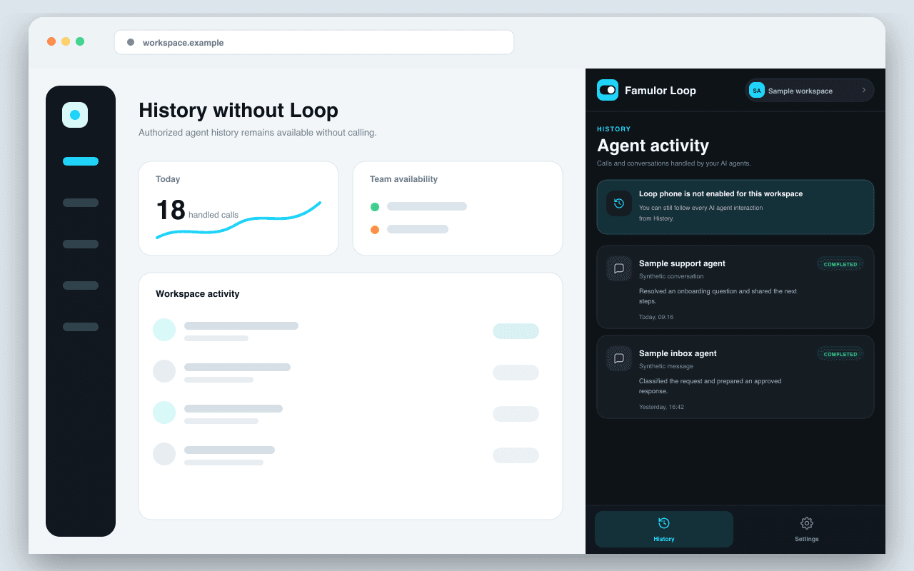 Review authorized AI agent history even when Loop calling is not enabled