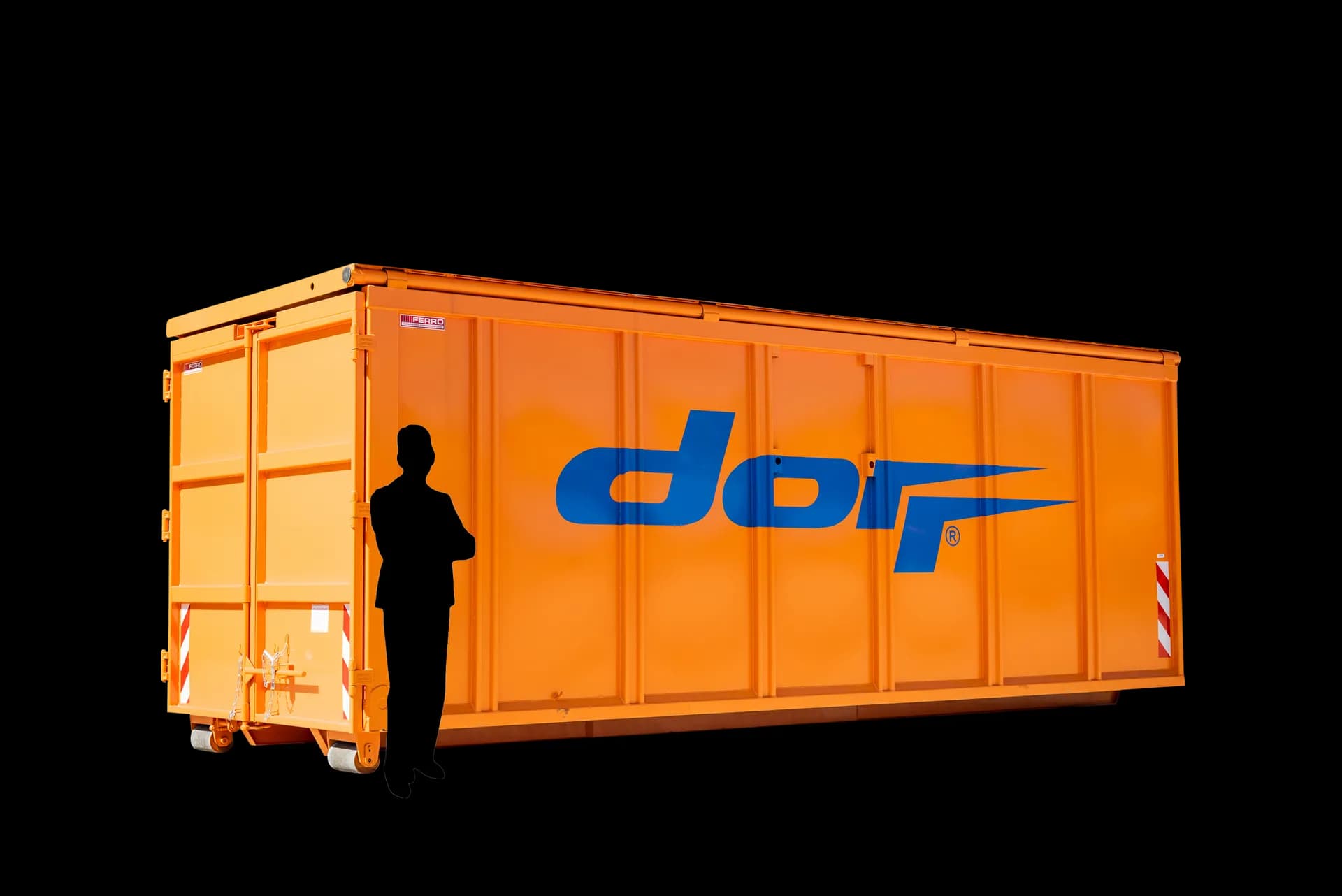 Orange Dorr roll-off container