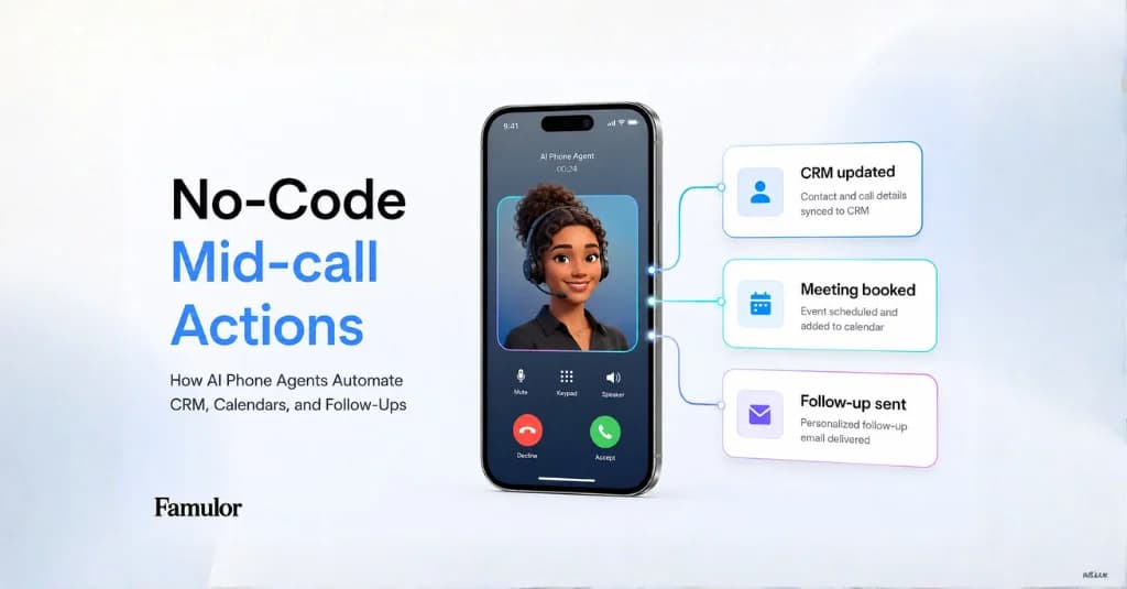 No-Code Mid-call Actions: How AI Phone Agents Automate CRM, Calendars, and Follow-Ups